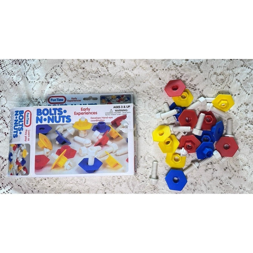 Vintage Fun Time Bolts Nuts Toy Set Preschool Learning Motor Skills - Picture 2 of 7